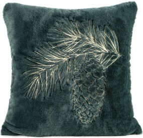 CHLPATÁ VIANOČNÁ DEKORAČNÁ OBLIEČKA NA VANKÚŠ PINE 45X45 CM TMAVOZELENÁ