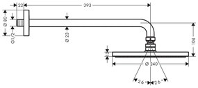 Hansgrohe Raindance S, hlavová sprcha 240 1jet so sprchovým ramenom, chrómová, HAN-27607000