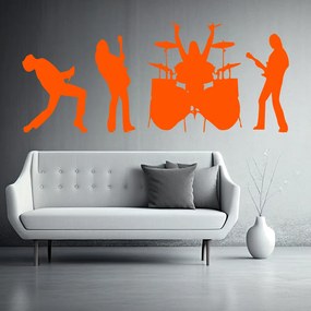 Veselá Stena Samolepka na stenu na stenu Rocková kapela Farba: oranžová, Veľkosť: 100 x 40 cm