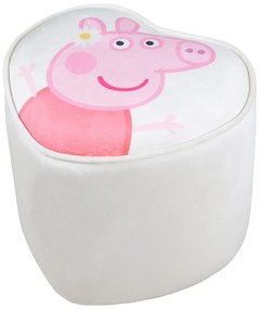 Biely zamatový detský puf Peppa Pig – Roba