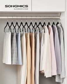 Vešiaky na nohavice, sada 12 zamatových vešiakov, čierne