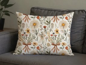 Polybavlnená obliečka na vankúš FLORAL RIBBON POLY 70x90 cm, krémová