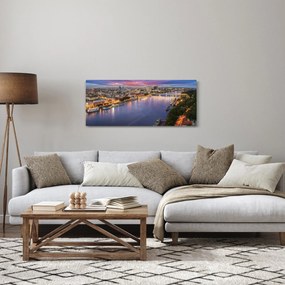 Obraz nočného mesta Bratislavy s riekou (120x50 cm)