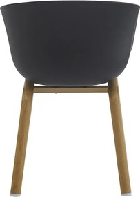 Čierna plastová jedálenská stolička s drevenými nohami Tiopi - 54*51*82 cm