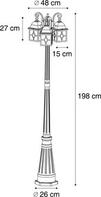 Klasická vonkajšia lampa antické zlato s čírym sklom 198 cm IP44 - London