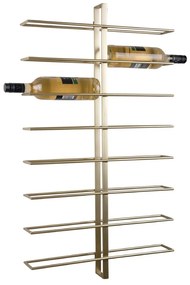 Nástenný kovový regál na víno v zlatej farbe počet fliaš 16 Dual – PT LIVING