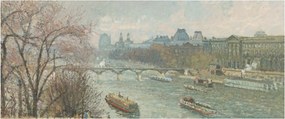Obraz - Camille Pissarro, The Louvre, Afternoon, Rainy Weather, reprodukcia (120x50 cm)