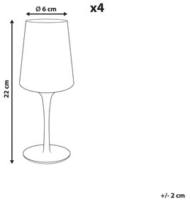 Sada 4 pohárov na červené víno 360 ml sivá QUARTZ Beliani