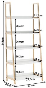 Tempo Kondela 5-policový regál, biela/prírodná, KOEN TYP 3