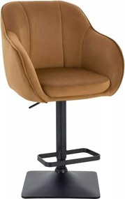 LuxuryForm DESIGN Barová stolička AVOLA VELUR na čiernej hranatej podstave - medová