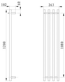 Sapho Sapho, PAPINADO elektrický sušiak uterákov, 263x1200mm, 85W, chróm, ER750