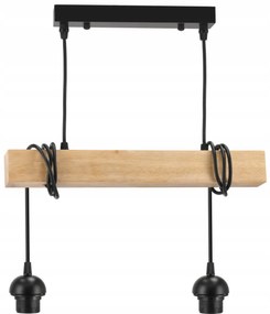 BERGE LED závesné stropné svietidlo, drevený trám, 2xE27, kovový pohárový luster