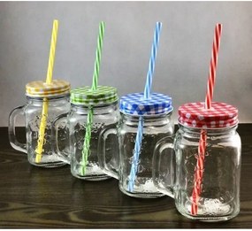 Retro smoothie pohár so slamkou 480ml zelený