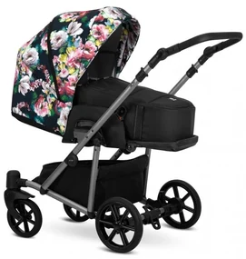 Kočík Kunert Roy grey frame 2v1 - black flowers