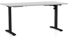 Výškovo nastaviteľný stôl OfficeTech A, 160 x 80 cm, čierna podnož, svetlo sivá