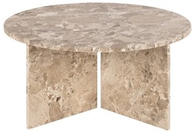 Svetlohnedý mramorový okrúhly konferenčný stolík ø 90 cm Vega – Actona