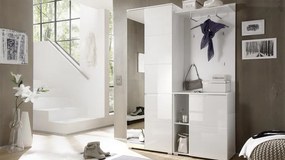 Skriňa so zrkadlom Spice, lesklá biela