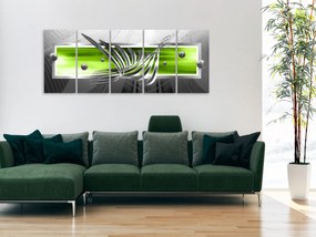Artgeist Obraz - Silver Wings (5 Parts) Narrow Green Veľkosť: 200x80, Verzia: Premium Print