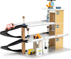 Veľká drevená garáž s výťahom + umývačka áut s vrtuľníkom ECOTOYS