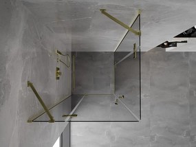 Mexen Mist-H Duo, 2-krídlový výklopný sprchový kút 85 x 85 cm, číre sklo, zlatý lesklý profil, 8A5-085L-085P-50-00