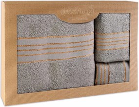 BAVLNENÉ UTERÁKY TIWANO SADA 1 KS 30X50 CM, 1 KS 50X90 CM, 1 KS 70X140 CM SIVÁ