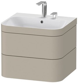 DURAVIT Happy D.2 Plus c-bonded závesná skrinka s nábytkovým umývadlom s dvomi otvormi, 2 zásuvky, 575 x 490 x 480 mm, taupe matná lakovaná, HP4635E6060