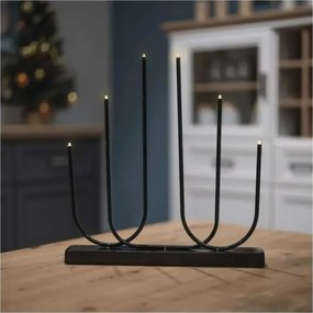 LED Vianočný svietnik 6xLED/2xAA čierny