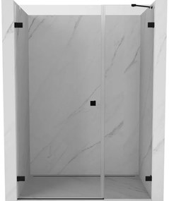 Mexen Lunar-B, ľavé výklopné sprchové dvere 130 cm, číre sklo, čierny profil, 832S-130-050-70-00-L