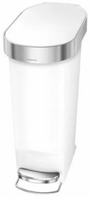 Simplehuman Úzky pedálový odpadkový kôš 40 l, biela