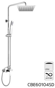 Mereo, Nástenná sprchová batéria Eve so sprchovou tyčou, hadicou, ručnou a tanierovou hranatou sprchou, MER-CBE60104SDE