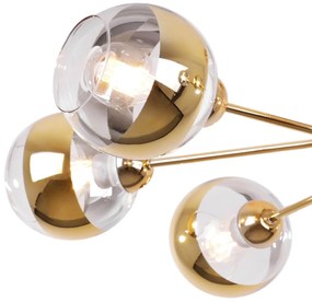 Stropné svietidlo Asturia, 6x zlaté/transparentné sklenené tienidlo, G