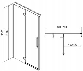Cersanit Crea, krídlové dvere do otvoru 90x200 cm (ľavé), 8mm číre sklo, chrómový profil, S159-005