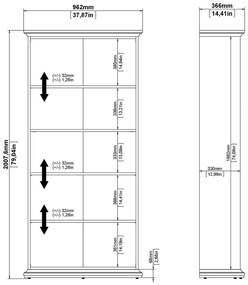 Biela knižnica 96x201 cm Paris – Tvilum