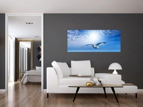 Obraz - Čajka nad morom (120x50 cm)