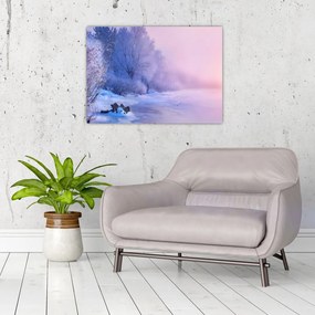 Sklenený obraz - Zamrznutá rieka (70x50 cm)