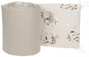 Ochranný mantinel do postieľky 180x30 cm BABYMAM PREMIUM - Žirafa/biele bodky na béžovej