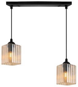 Závesné svietidlo Riffle Square, 2x medové sklenené tienidlo, b