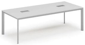 Stôl INVITATION 2400 x 1200 x 740, biela + 2x stolná zásuvka TYP V, strieborná
