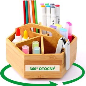 5Five® Otočný bambusový organizér s priehradkami, ROTA, pr. 22 x 12,5 cm