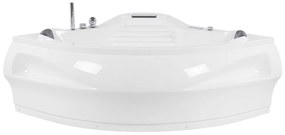 Vírivá rohová vaňa s LED osvetlením a Bluetooth reproduktorom 210 x 145 cm biela MONACO Beliani