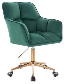 LuxuryForm DESIGN Kreslo AMALFI VELUR na zlatej podstave s kolieskami - zelené