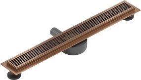 Mexen Flat 360°, lineárny podlahový žľab 60 cm, medená matná, 1C33060-40