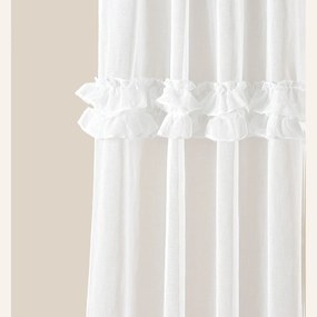 Room99 Záclona na páske Frilla s volánikmi Jednofarebná Farba: Svetloružová, Veľkosť: 140 x 260 cm