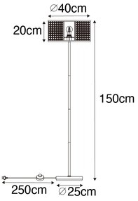 Orientálna stojaca lampa biela s ratanom 40 cm - Akira