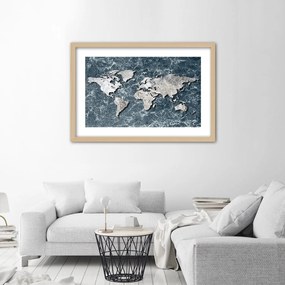 Gario Plagát Mapa sveta na mramore Farba rámu: Bez rámu, Rozmery: 30 x 20 cm