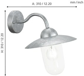 EGLO 88489 - vonkajšie nástenné svietidlo MILTON galvanizovaná oceľ