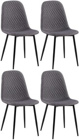 4x Stolička Giverny látka - tmavosivá