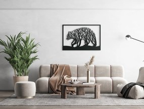 drevko Drevený obraz Medveď a stromy Rozmer obrazu: 30 x 44,5 cm, Farba dekorácie: Čierna