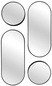 Zrkadlo Noir, čierne, sada 4ks