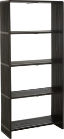 Knižnica J-line Cubic so 4 policami z teakového dreva čierny – 88*35*190 cm